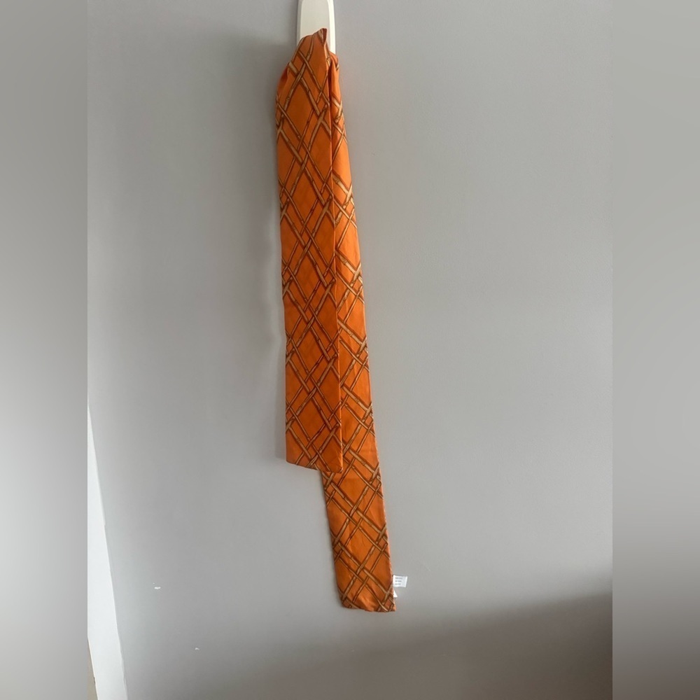 Talbots 100% Silk Orange Bamboo Lattice Scarf
